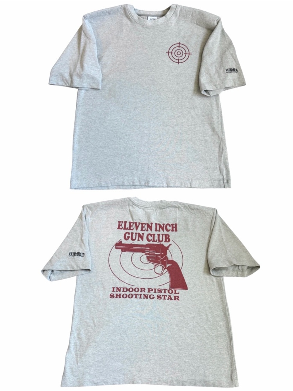 Vetements 2017 Eleven Inch Gun Club Target Oversized T Shirt Sz M Heather Grey